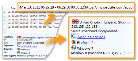 Website traffic statistics - detailed information about each visit to your website